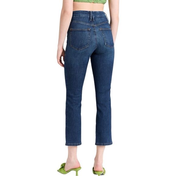 Good American Good Straight Jeans Blue358 High Rise Cropped Stretch 14/32 - Picture 8 of 8